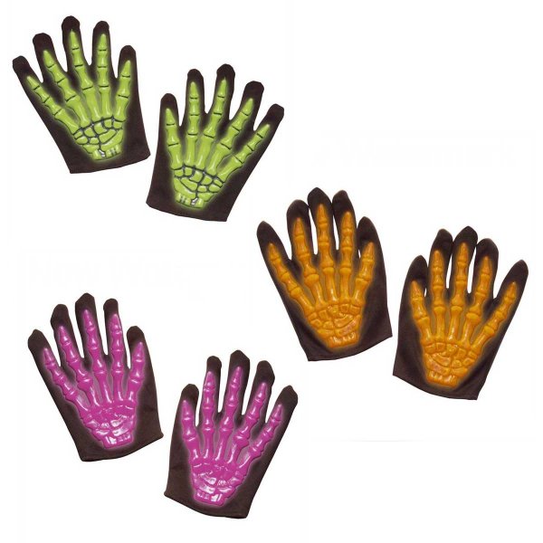 Αποκριάτικα Γάντια Σκελετού 3D Neon (3 Χρώματα)