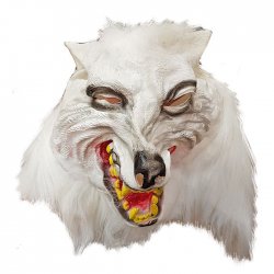 Αποκριάτικη Μάσκα Latex Λύκος Λευκός με Μαλλιά