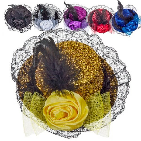 Αποκριάτικο Αξεσουάρ Κλιπ Καπέλο Λουλούδι (6 χρώματα)