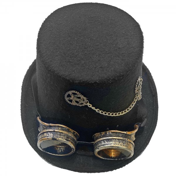 Αποκριάτικο Καπέλο Τσόχινο με Γυαλιά SteamPunk